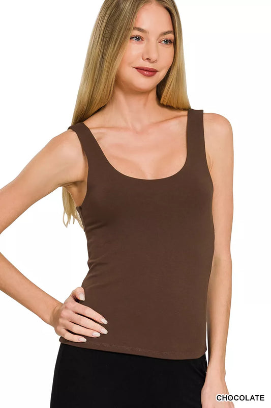 Zenana Double Layered Double Scoop Tank Top