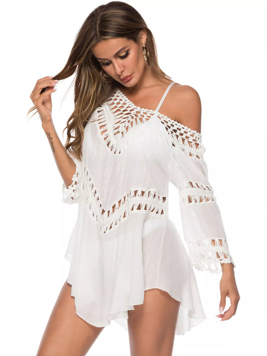 Crochet Trimmed Flowy Cover Up Dress