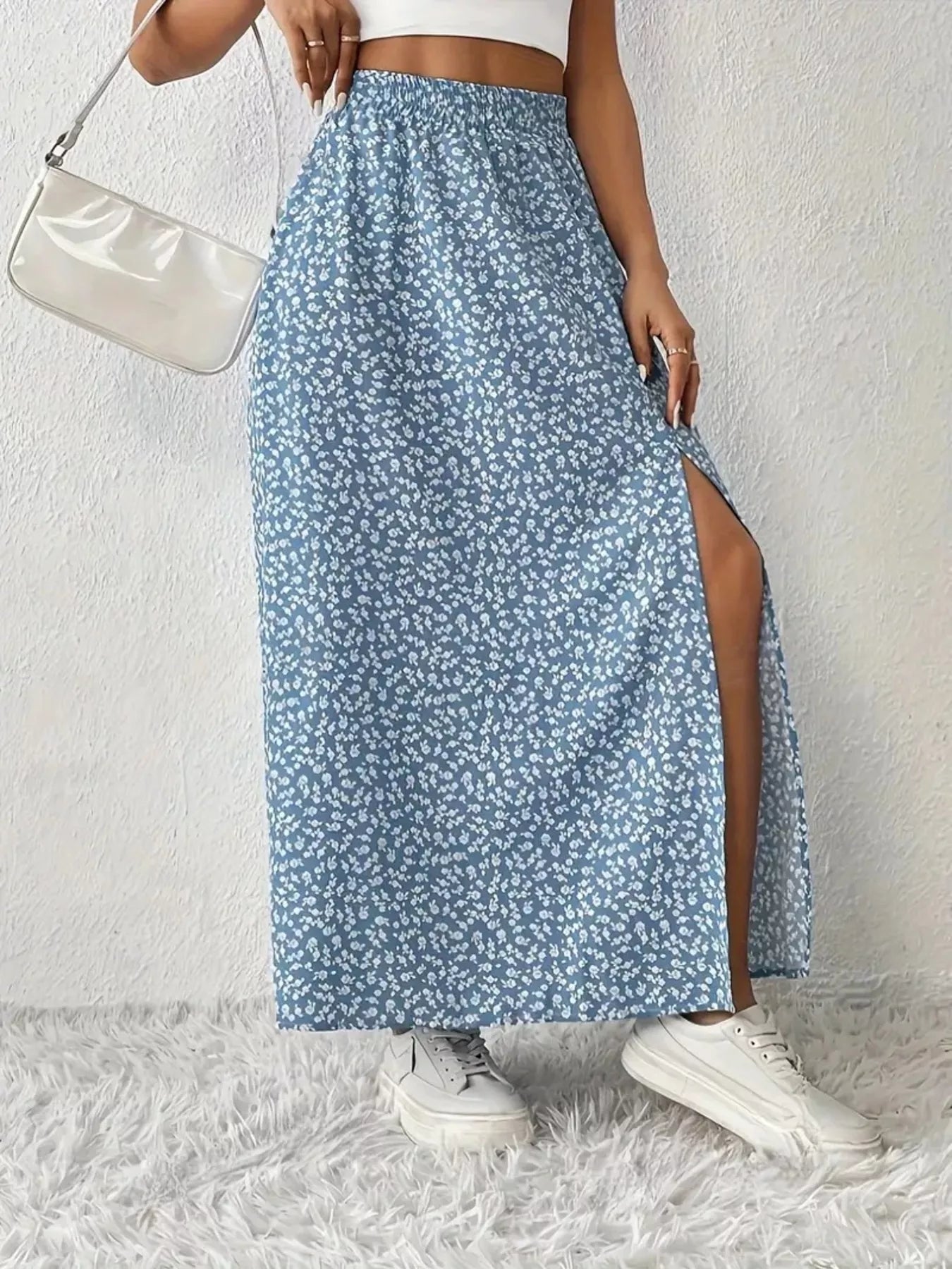 Slit Printed Skirt