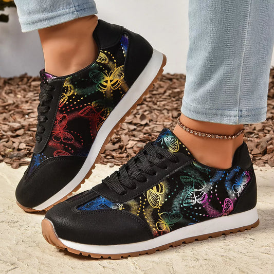Butterfly Print Casual Sneakers