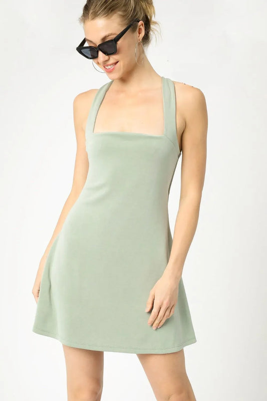 Umgee Crisscross Square Neck Active Dress