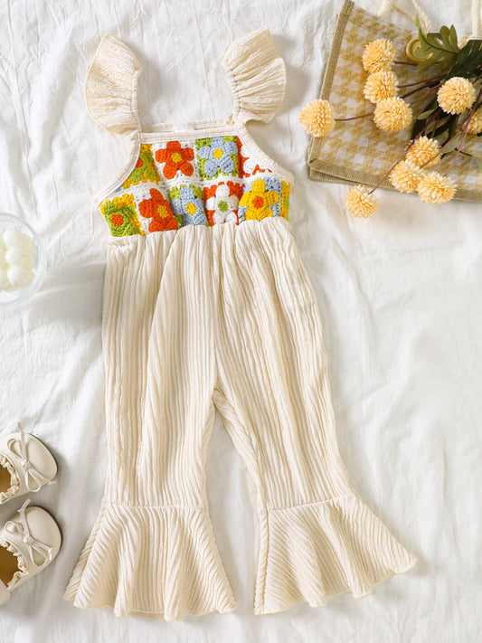 Children's Crochet Ruffle Trim Jumpsuit