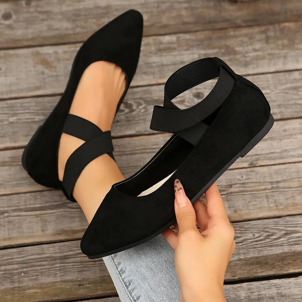Crisscross Point Toe Flat Slip-Ons