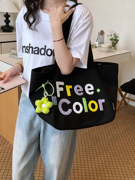 Letter Canvas Shoulder Bag