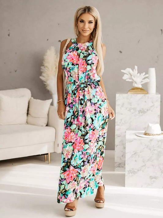 Printed Sleeveless Maxi Dress