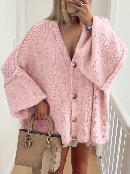 Oversized Knit Button Up Cardigan