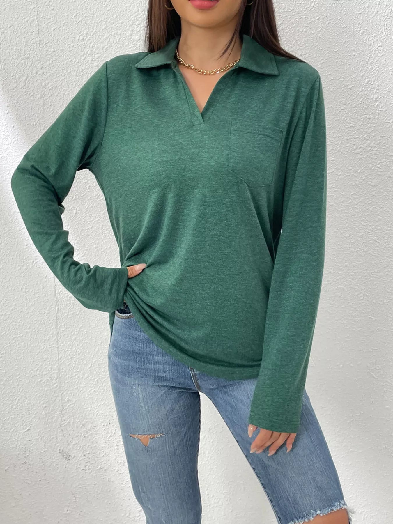 Casual Long Sleeve Polo T-Shirt