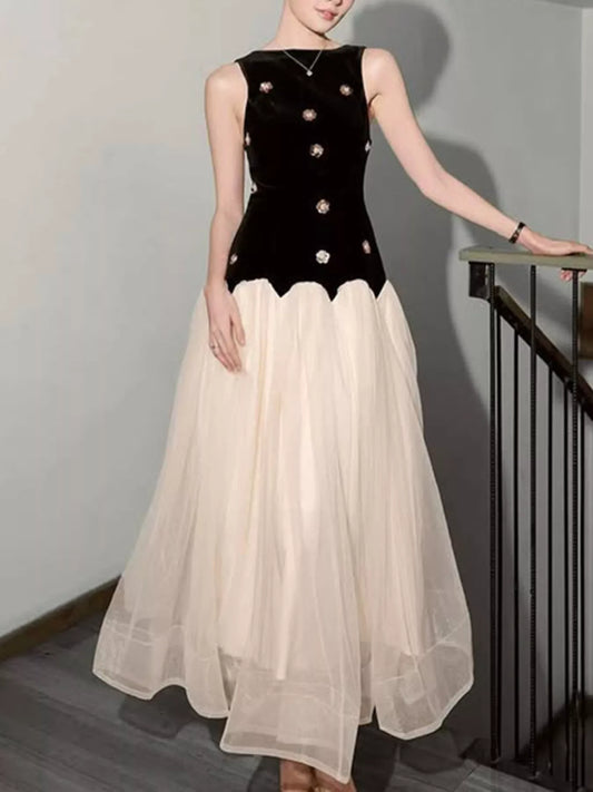 Sleeveless Tulle Maxi Dress