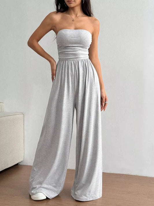 Effortless Chic Tube Top Wide Leg Jumpsuit