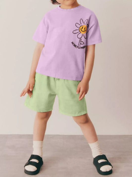 Children's Daisy Print Tee and Shorts Set