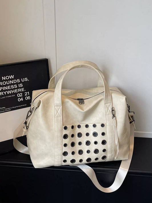Chic Eyelet Embellished Crossbody Travel Bag