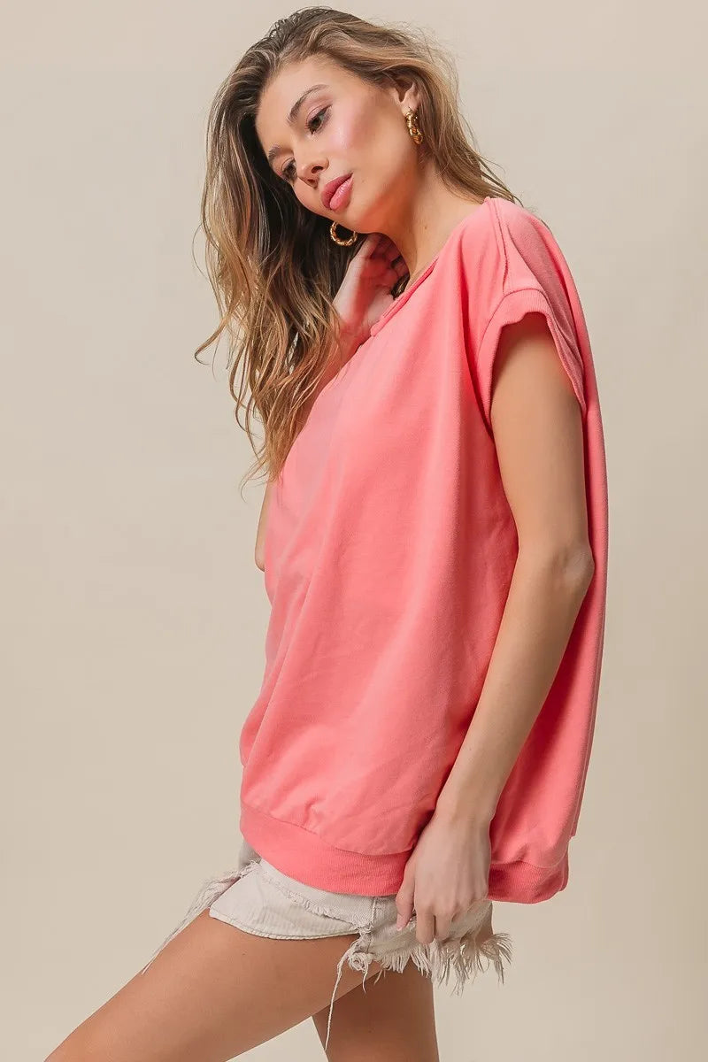 BiBi French Terry Drop Shoulder Basic Top