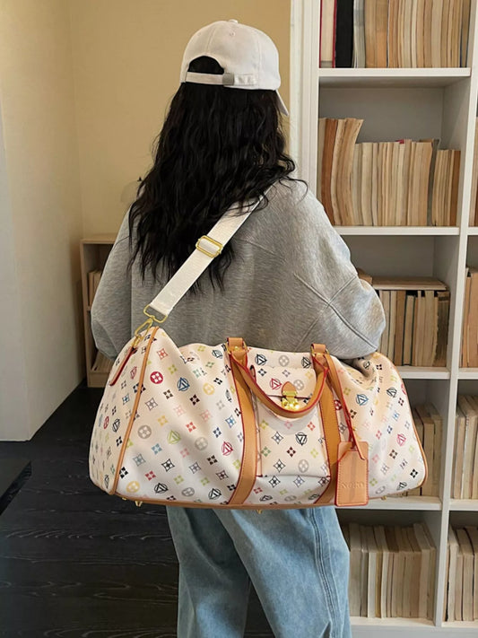 Printed Leather Travel Bag