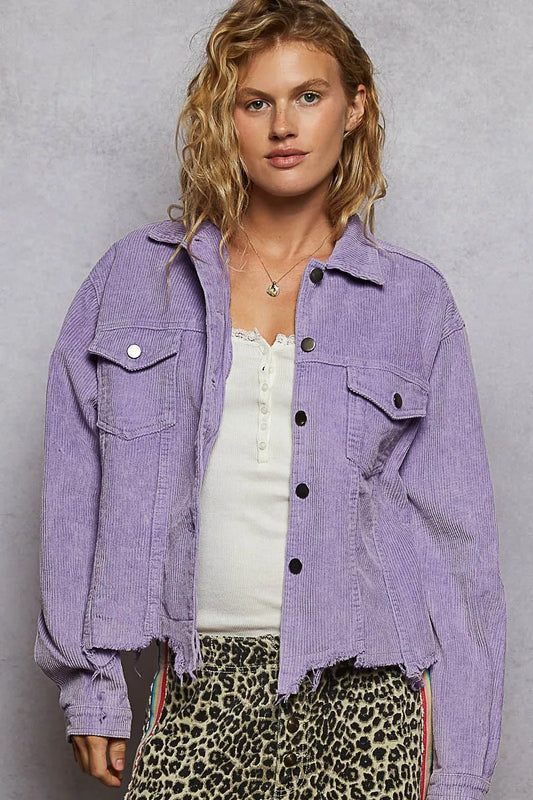 POL Button Down Corduroy Trucker Jacket