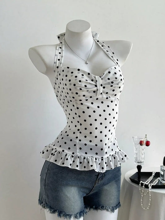 Polka Dot Halter Neck Cami