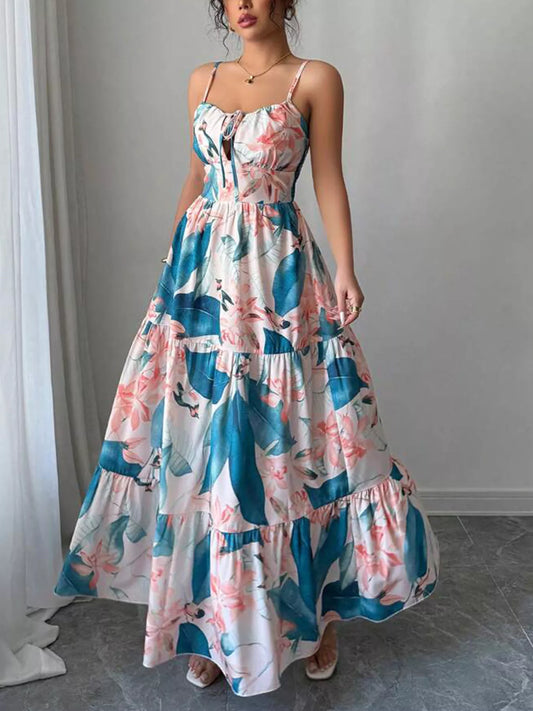 Floral Print Tiered Maxi Cami Dress