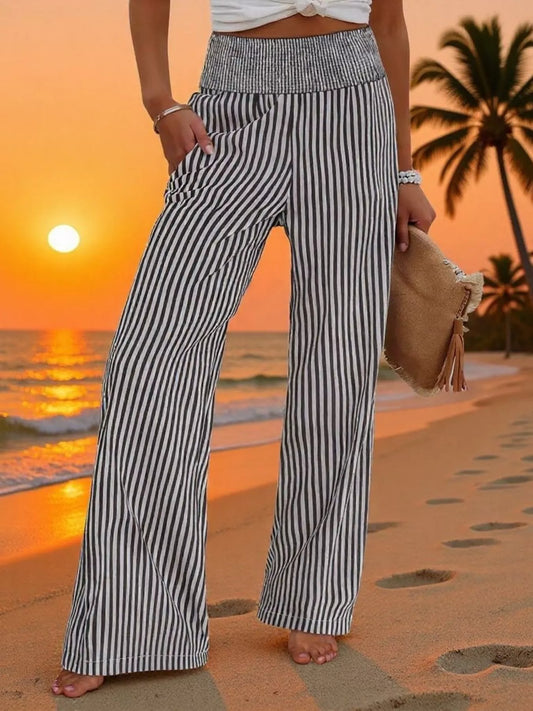 Striped Wide-Leg Pants
