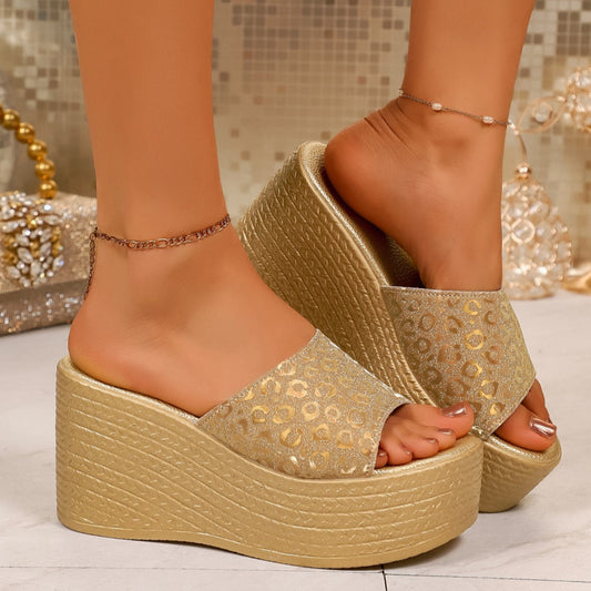 Leopard Open Toe Platform Sandals