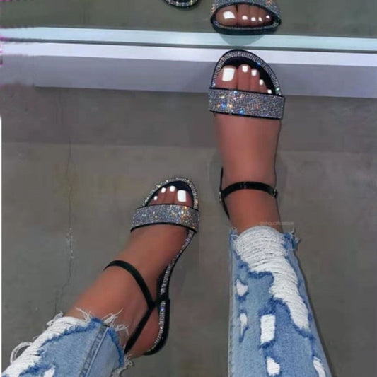 Rhinestone Ankle Strap Sandals