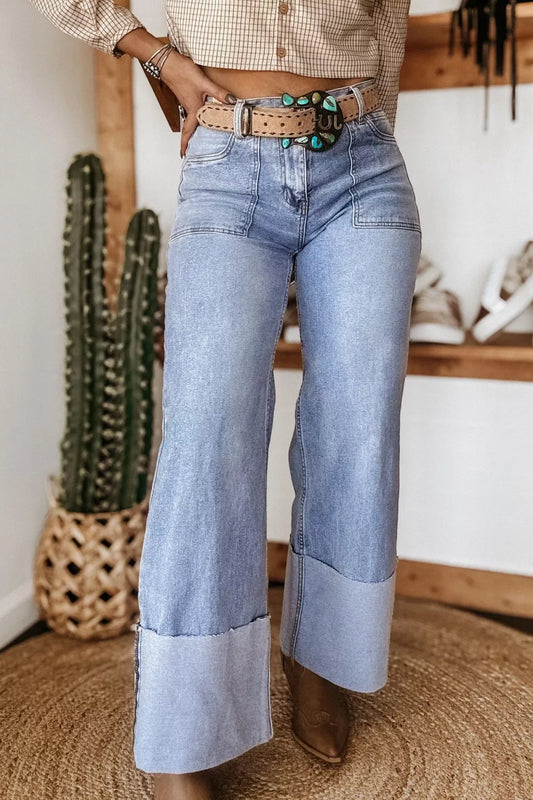 Turn-up Cuffs Loose Jeans