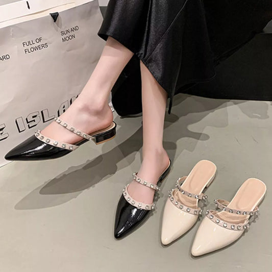 Rhinestone Embellished Pointed Toe Sandals