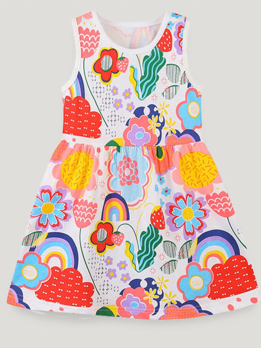 Children's Floral Sleeveless A-line Dress