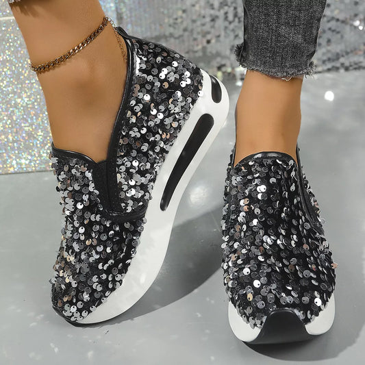 Sequin Round Toe Slip-Ons