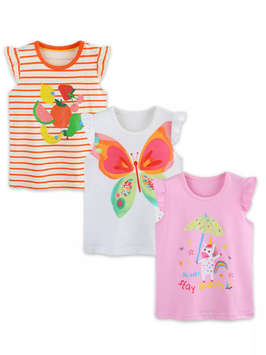Children's 3-Piece Graphic Ruffled Top