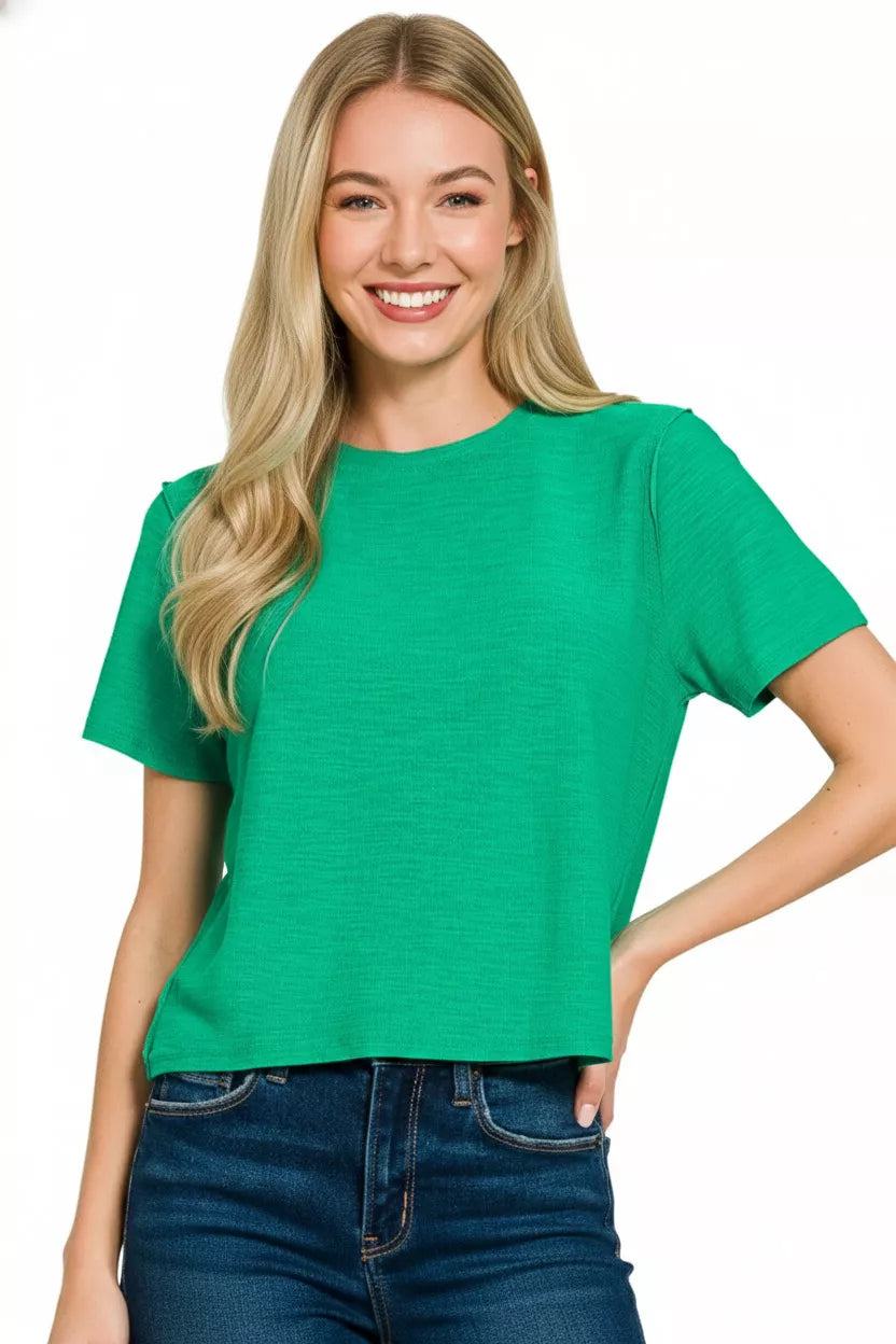 Zenana Slub Short Sleeve Tee