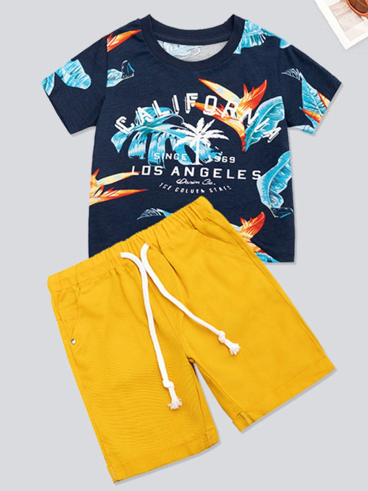 Children's Printed Short Sleeve Tee and Shorts Set