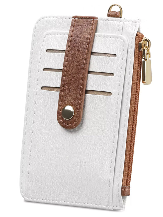 Zippered Leather Card Holder Wallet