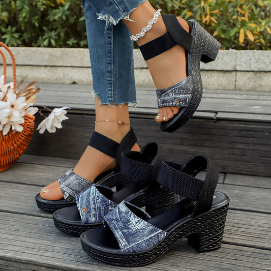 Open Toe Block Heels Sandals