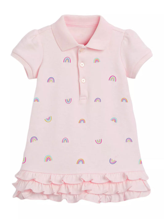 Children's Rainbow Ruffle Hem Polo Dress