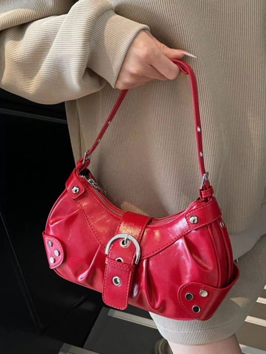 Studded Buckle Shoulder Bag