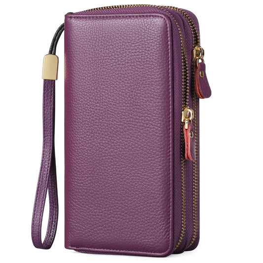 Double Zipper Leather Wallet