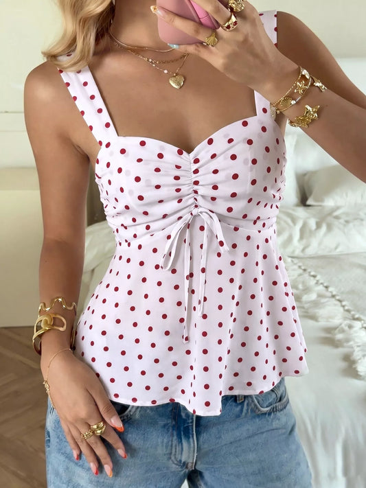 Polka Dot Ruched Cami