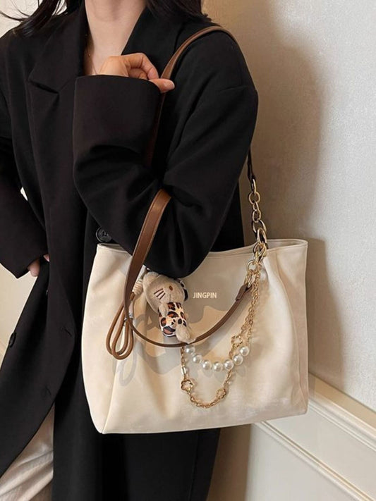 Pearl Chain Decor Shoulder Bag