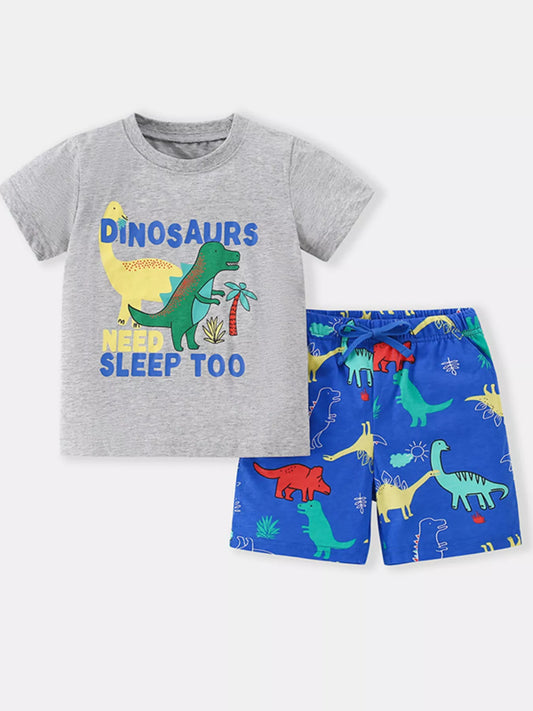 Children's Dinosaur Short Sleeve Top and Shorts Set