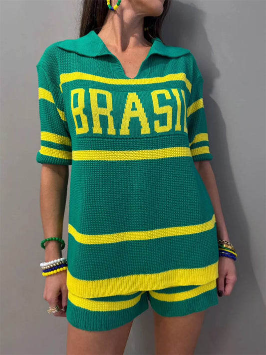 Brasil Two-Tone Top and Shorts Set
