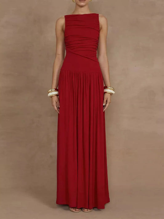 Ruched Sleeveless Maxi Dress