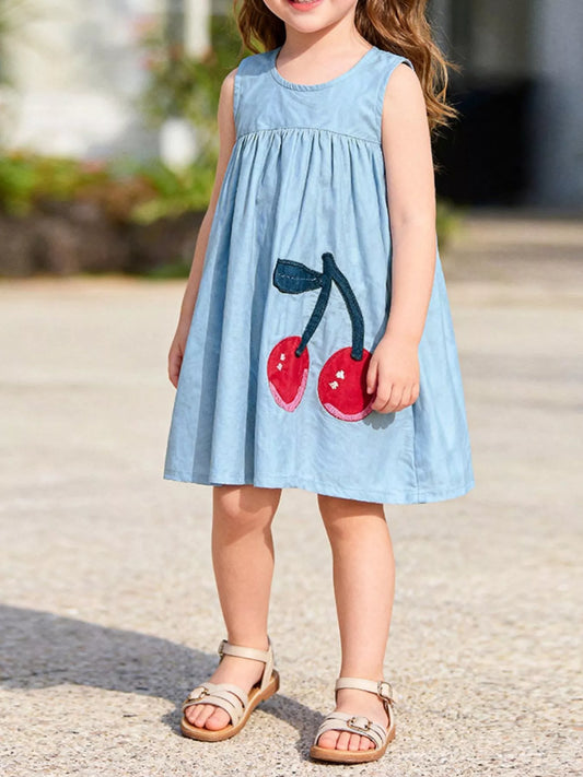 Children's Cherry Sleeveless Casual Dress