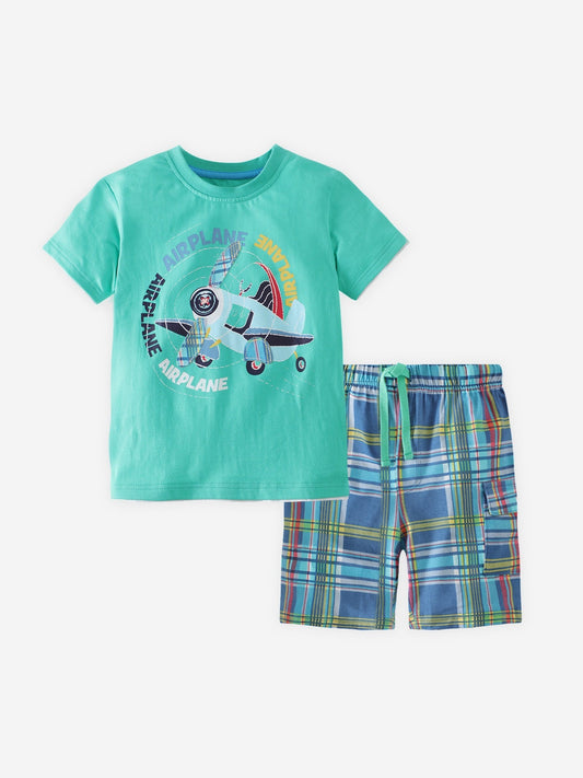 Children's Graphic Tee & Plaid Shorts Set