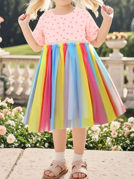 Children's Polka Dot Rainbow Tulle Dress