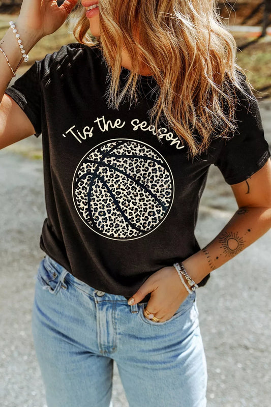 Leopard Basketball Graphic Crew Neck Tee