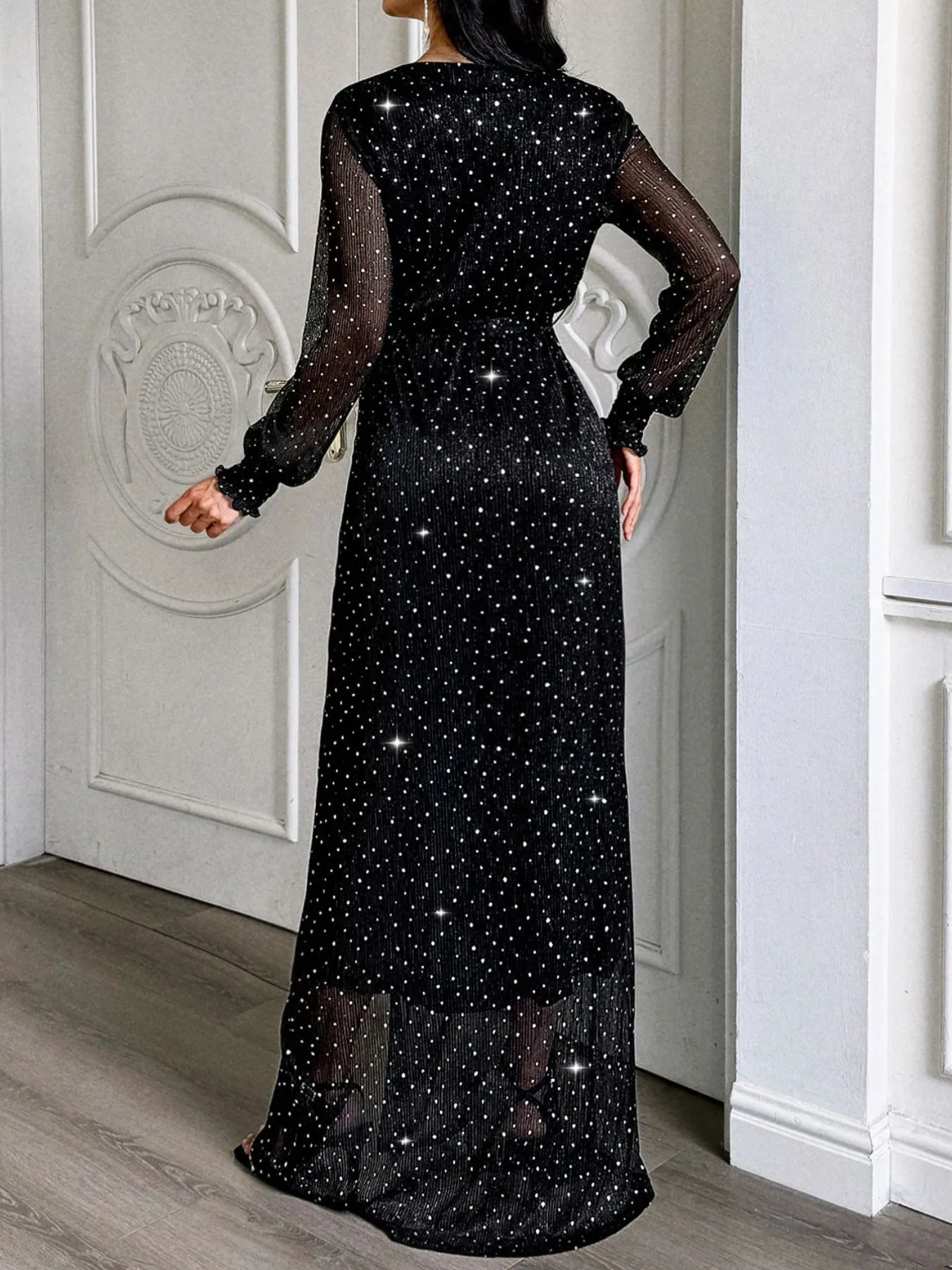 Surplice Slit Tie Waist Maxi Dress