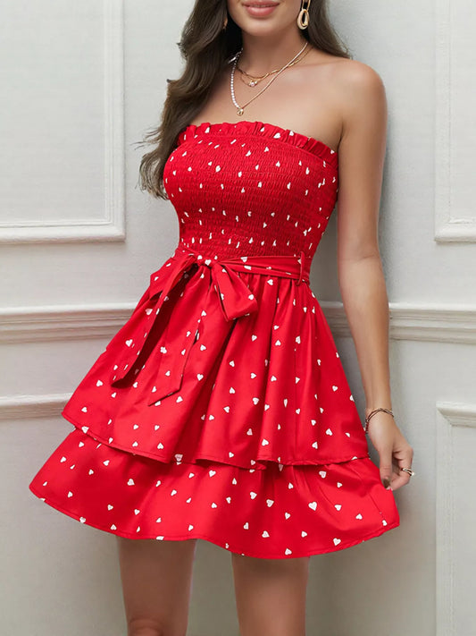 Smocked Layered Tube Mini Dress