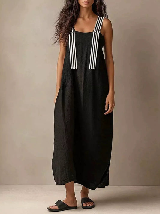 Striped Straps Midi Dress