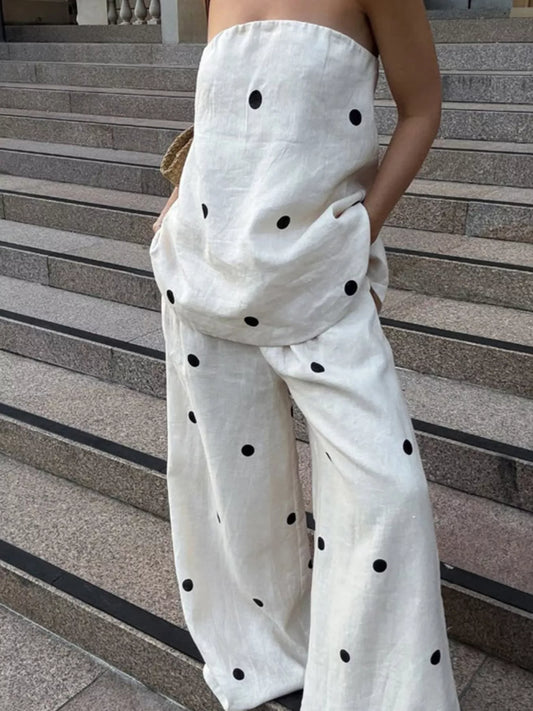 Polka Dot Tube Top and Pants Set
