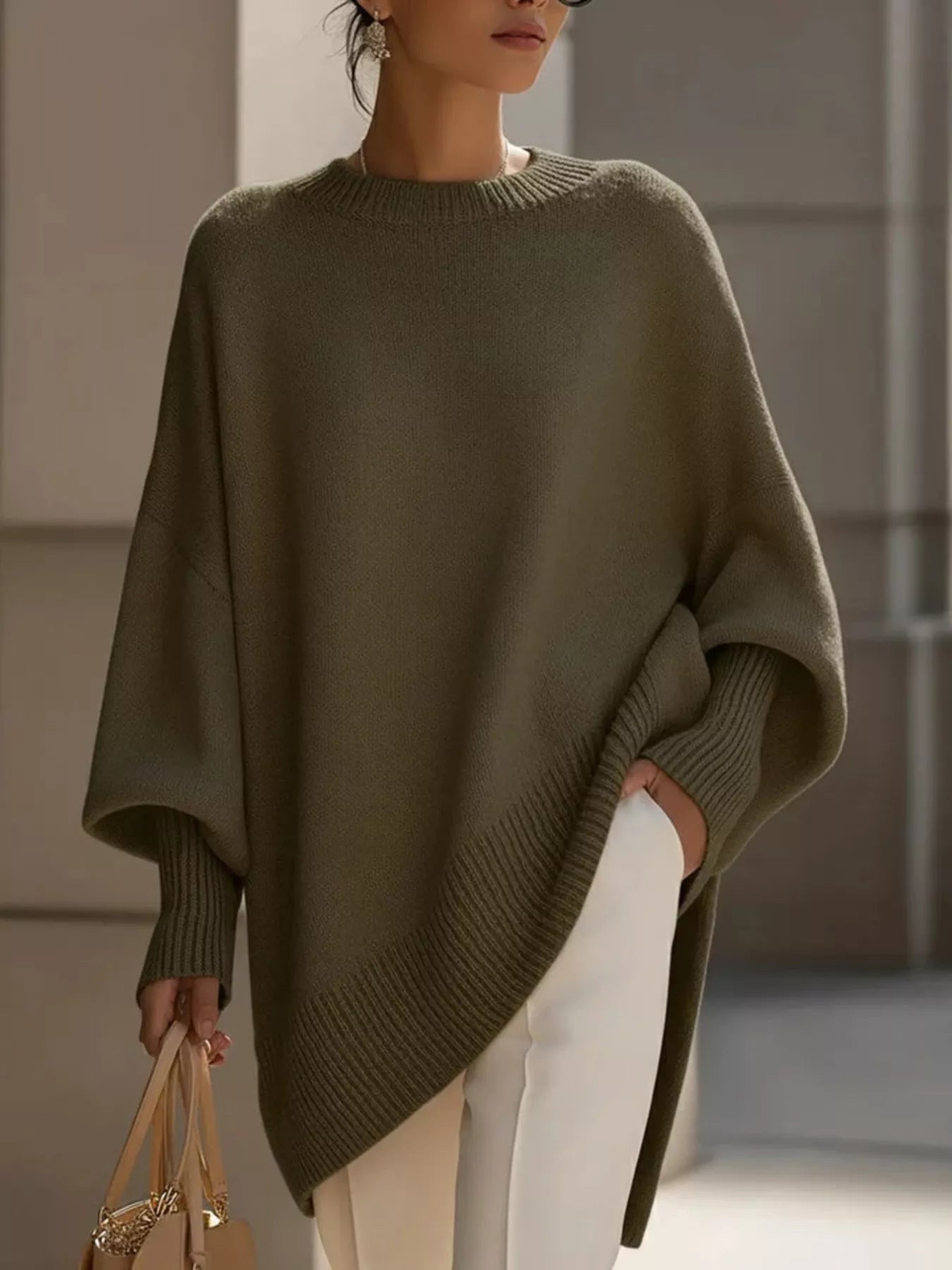 Oversized Batwing Sleeve Knit Sweater