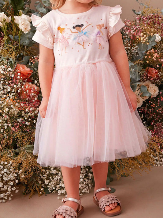 Children's Ballerina Round Neck Tulle Dress